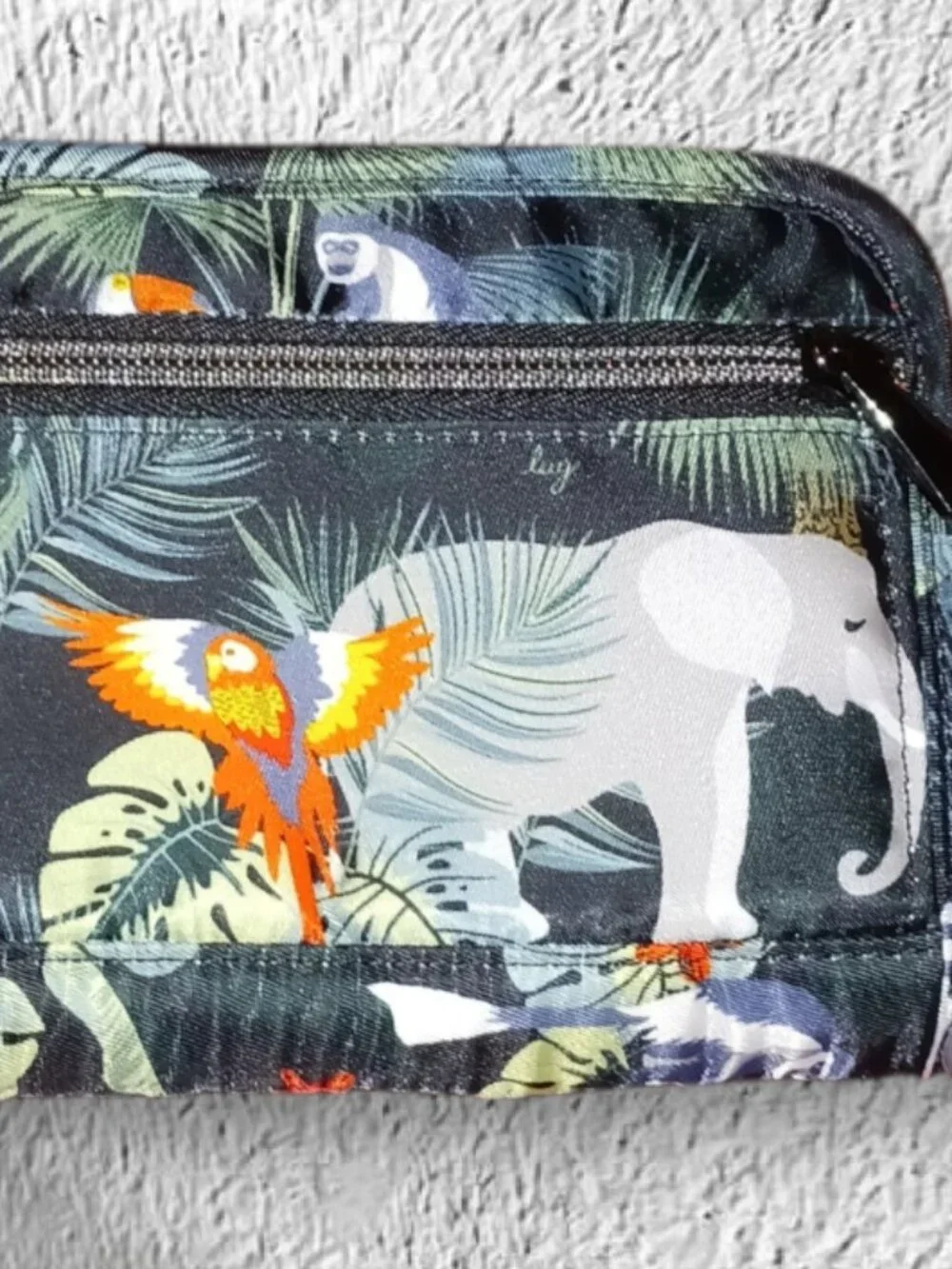 Lug RFID Zip Around Wallet Wristlet Jungle Safari Print Organizer